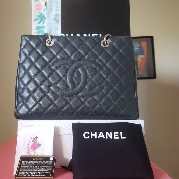 Chanel grand shopping tote dark grey